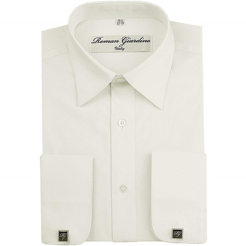 Men's Dress Shirts Convertible Long Sleeve Botton Down - Ash
